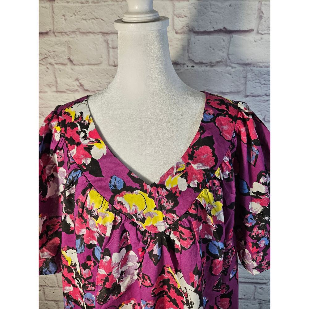 Anthony Richards Purple Floral Mumu Dress‎ Size XL New Lightweight Short Sleeve - Picture 3 of 11